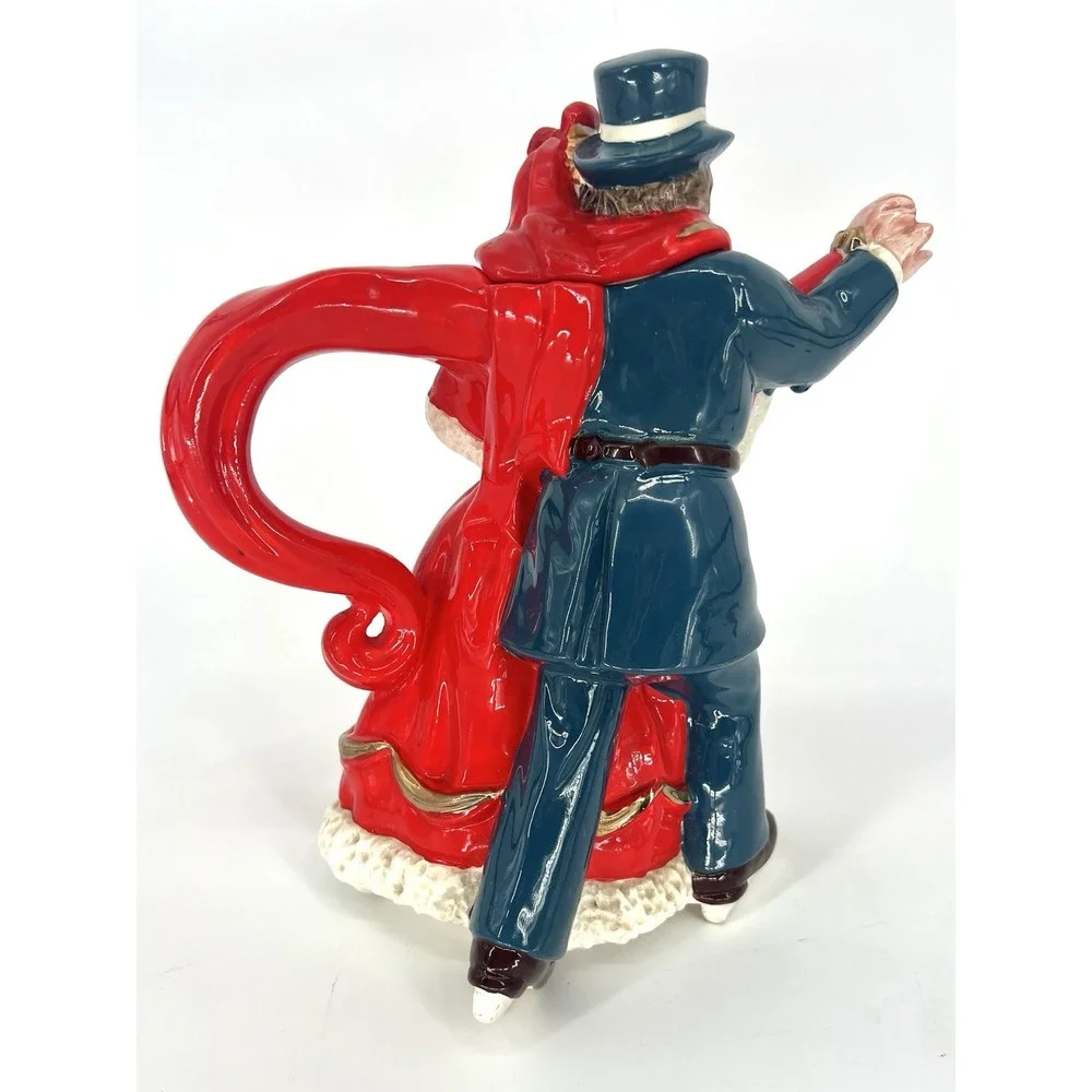 Silvestri Victorian Skater #20516 Skating Couple 6-cup Teapot Vintage 1991
